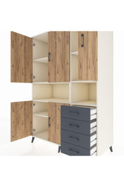 Kronos Dolap 7 Raflı 4 Çekmeceli 5 Kapaklı 132x59x195 Aytaşı-Çam/Antrasit