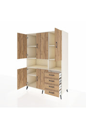 Kronos Dolap 7 Raflı 4 Çekmeceli 5 Kapaklı 132x59x195 Aytaşı-Çam/Çam