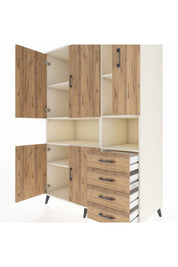 Kronos Dolap 7 Raflı 4 Çekmeceli 5 Kapaklı 132x59x195 Aytaşı-Çam/Çam