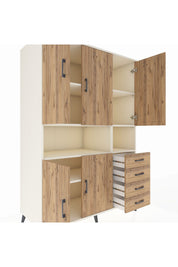 Kronos Dolap 7 Raflı 4 Çekmeceli 5 Kapaklı 132x59x195 Aytaşı-Çam/Çam