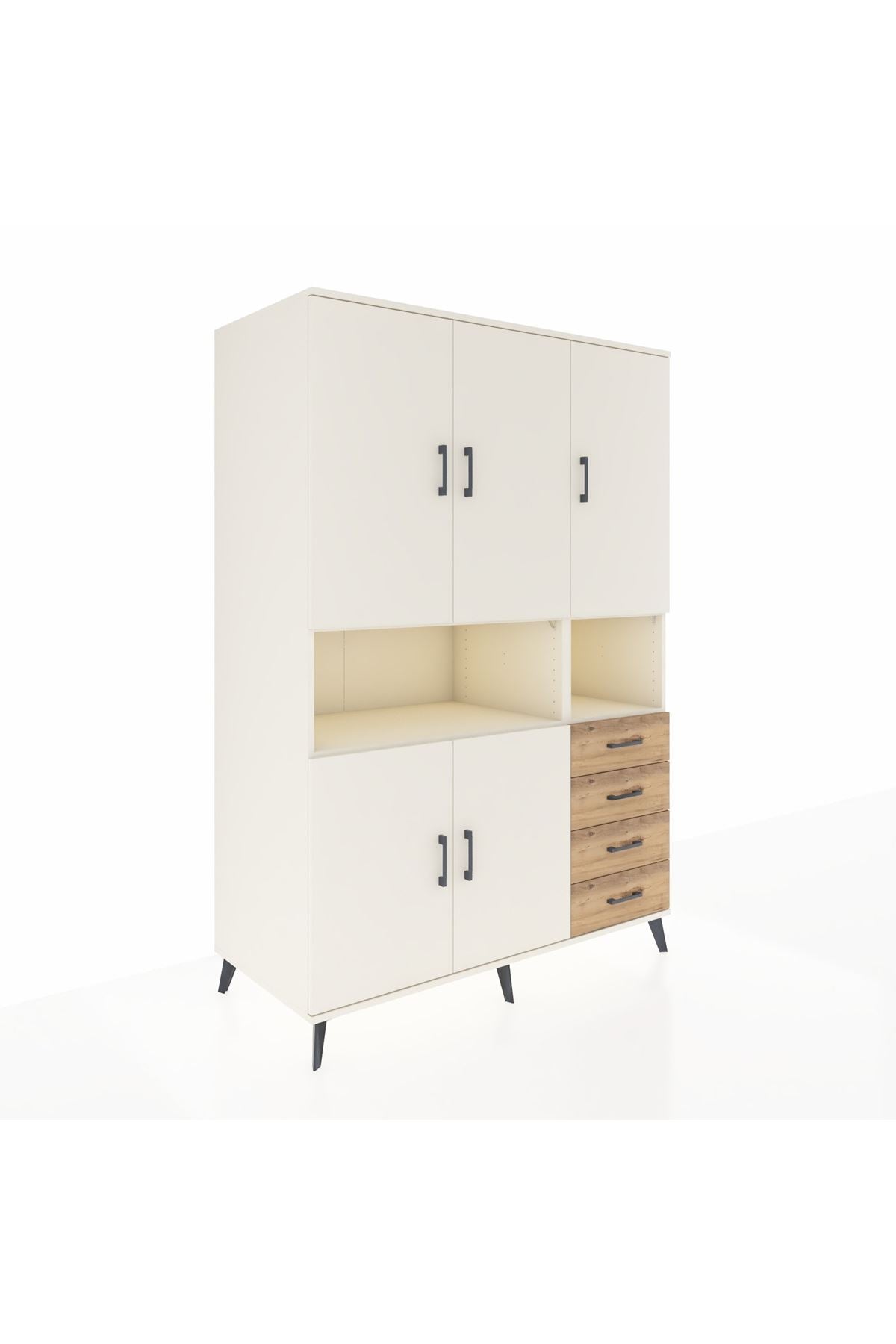 Kronos Dolap 7 Raflı 4 Çekmeceli 5 Kapaklı 132x59x195 Aytaşı-Aytaşı/Çam