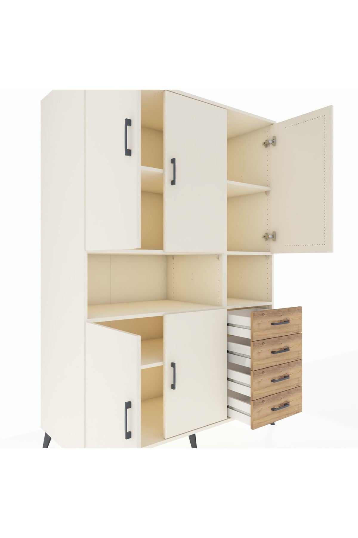 Kronos Dolap 7 Raflı 4 Çekmeceli 5 Kapaklı 132x59x195 Aytaşı-Aytaşı/Çam