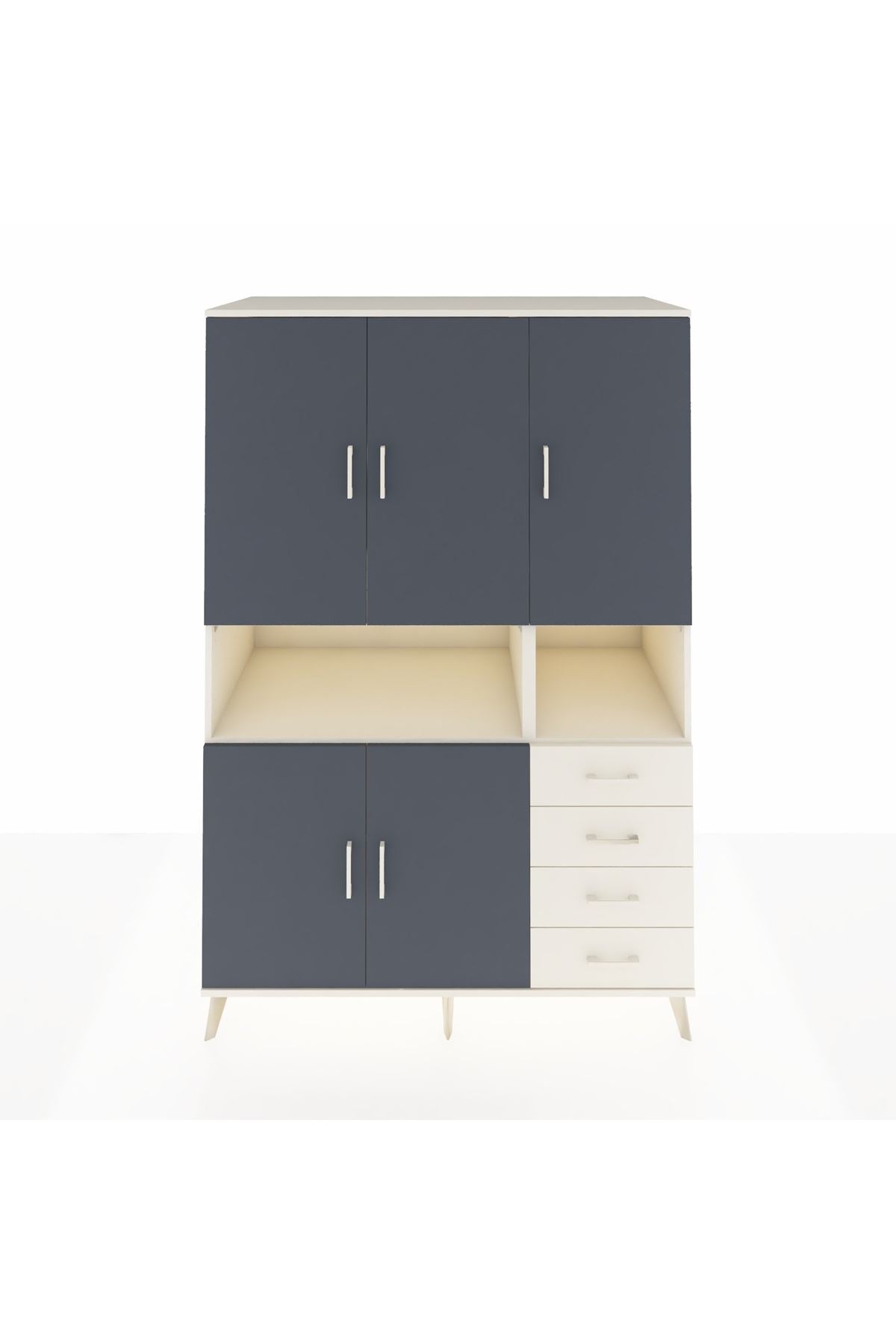 Kronos Dolap 7 Raflı 4 Çekmeceli 5 Kapaklı 132x59x195 Aytaşı-Antrasit/Aytaşı