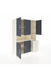 Kronos Dolap 7 Raflı 4 Çekmeceli 5 Kapaklı 132x59x195 Aytaşı-Antrasit/Aytaşı