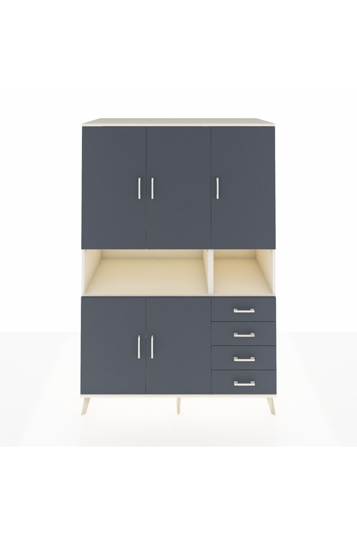 Kronos Dolap 7 Raflı 4 Çekmeceli 5 Kapaklı 132x59x195 Aytaşı-Antrasit/Antrasit