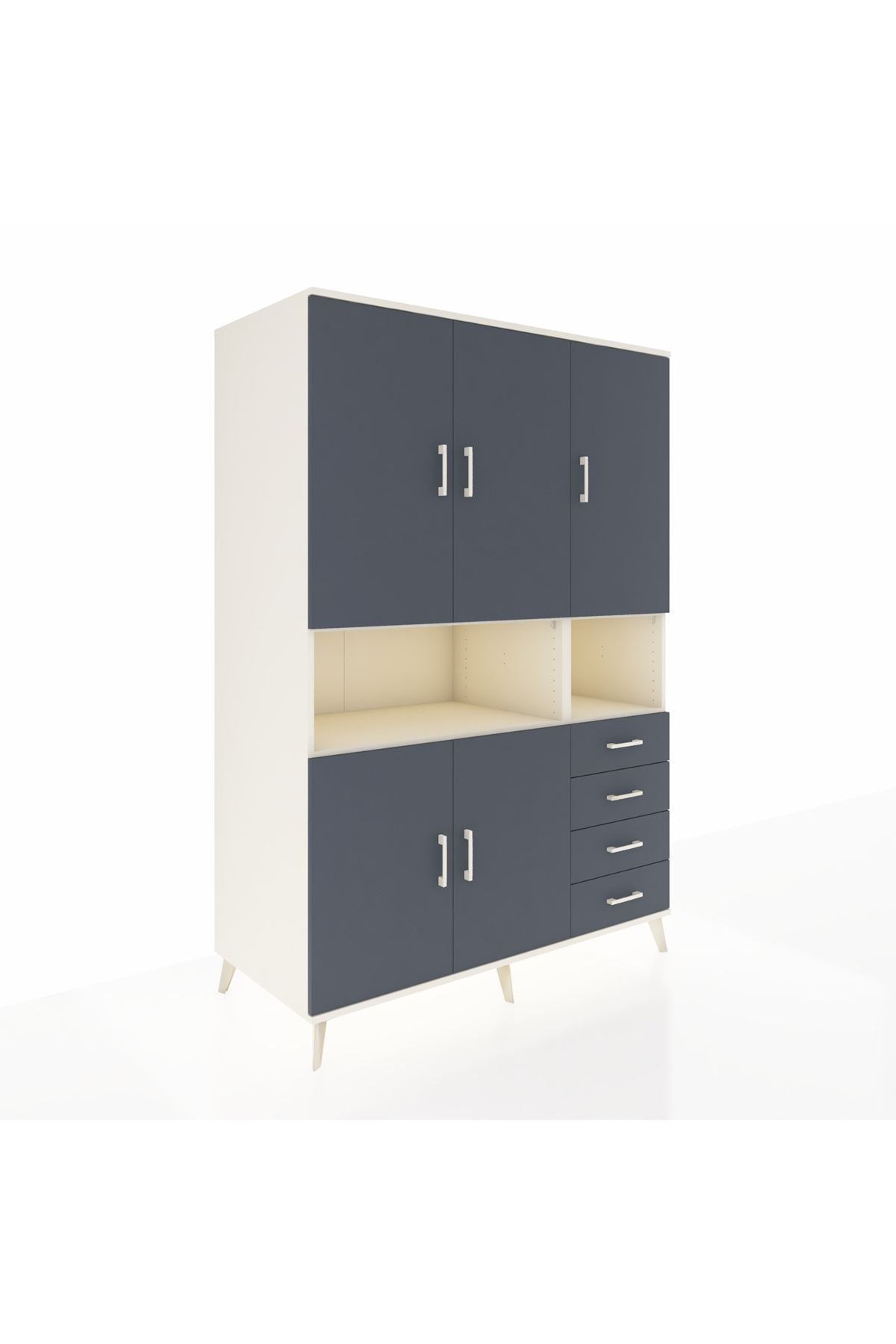 Kronos Dolap 7 Raflı 4 Çekmeceli 5 Kapaklı 132x59x195 Aytaşı-Antrasit/Antrasit