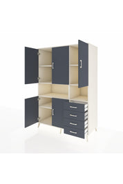 Kronos Dolap 7 Raflı 4 Çekmeceli 5 Kapaklı 132x59x195 Aytaşı-Antrasit/Antrasit