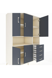 Kronos Dolap 7 Raflı 4 Çekmeceli 5 Kapaklı 132x59x195 Aytaşı-Antrasit/Antrasit