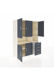 Kronos Dolap 7 Raflı 4 Çekmeceli 5 Kapaklı 132x59x195 Aytaşı-Antrasit/Antrasit