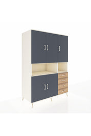 Kronos Dolap 7 Raflı 4 Çekmeceli 5 Kapaklı 132x59x195 Aytaşı-Antrasit/Çam