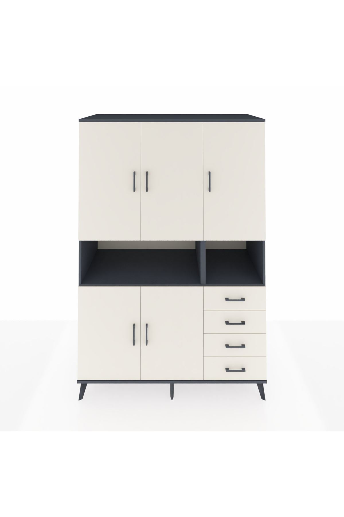 Kronos Dolap 7 Raflı 4 Çekmeceli 5 Kapaklı 132x59x195 Antrasit-Aytaşı/Aytaşı