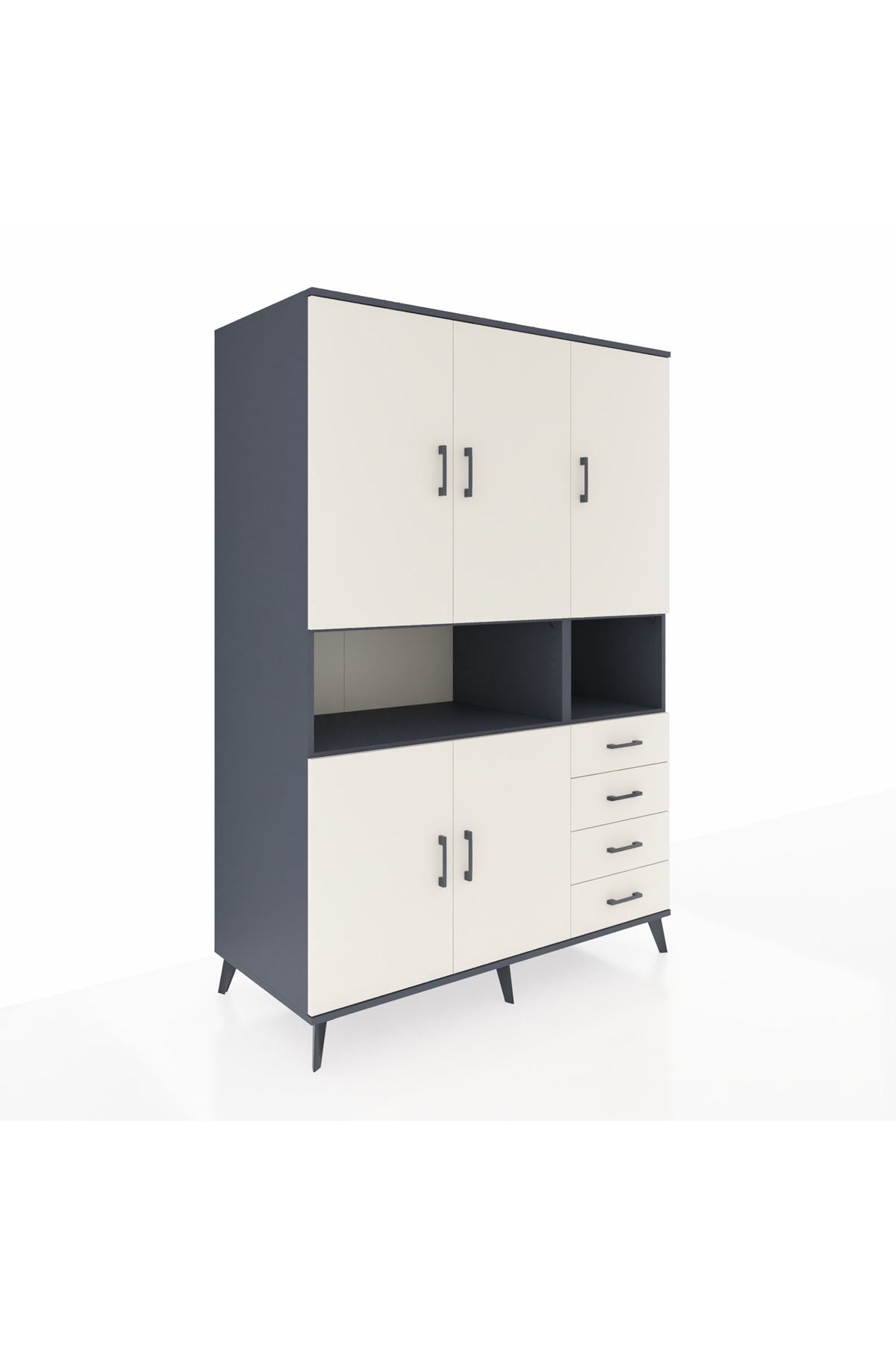 Kronos Dolap 7 Raflı 4 Çekmeceli 5 Kapaklı 132x59x195 Antrasit-Aytaşı/Aytaşı