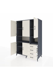 Kronos Dolap 7 Raflı 4 Çekmeceli 5 Kapaklı 132x59x195 Antrasit-Aytaşı/Aytaşı