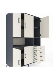 Kronos Dolap 7 Raflı 4 Çekmeceli 5 Kapaklı 132x59x195 Antrasit-Aytaşı/Aytaşı