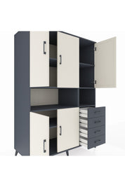 Kronos Dolap 7 Raflı 4 Çekmeceli 5 Kapaklı 132x59x195 Antrasit-Aytaşı/Antrasit