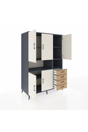 Kronos Dolap 7 Raflı 4 Çekmeceli 5 Kapaklı 132x59x195 Antrasit-Aytaşı/Çam