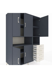 Kronos Dolap 7 Raflı 4 Çekmeceli 5 Kapaklı 132x59x195 Antrasit-Antrasit/Aytaşı