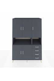 Kronos Dolap 7 Raflı 4 Çekmeceli 5 Kapaklı 132x59x195 Antrasit-Antrasit/Antrasit