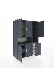 Kronos Dolap 7 Raflı 4 Çekmeceli 5 Kapaklı 132x59x195 Antrasit-Antrasit/Antrasit