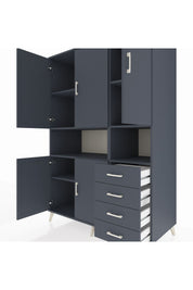 Kronos Dolap 7 Raflı 4 Çekmeceli 5 Kapaklı 132x59x195 Antrasit-Antrasit/Antrasit