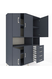 Kronos Dolap 7 Raflı 4 Çekmeceli 5 Kapaklı 132x59x195 Antrasit-Antrasit/Antrasit