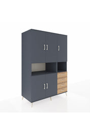 Kronos Dolap 7 Raflı 4 Çekmeceli 5 Kapaklı 132x59x195 Antrasit-Antrasit/Çam