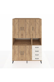 Kronos Dolap 7 Raflı 4 Çekmeceli 5 Kapaklı 132x59x195 Çam-Çam/Aytaşı