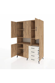 Kronos Dolap 7 Raflı 4 Çekmeceli 5 Kapaklı 132x59x195 Çam-Çam/Aytaşı