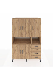 Kronos Dolap 7 Raflı 4 Çekmeceli 5 Kapaklı 132x59x195 Çam-Çam/Çam