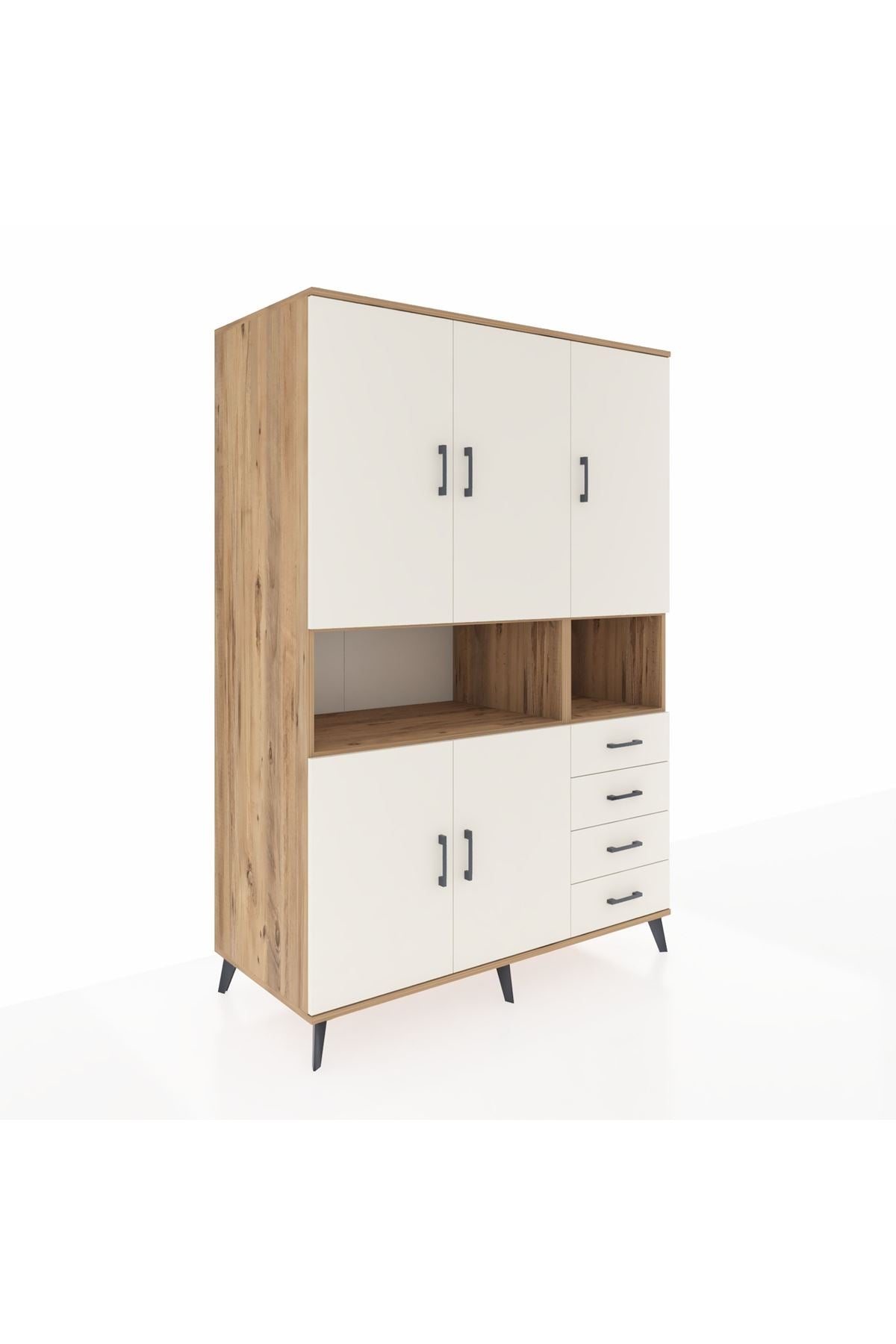 Kronos Dolap 7 Raflı 4 Çekmeceli 5 Kapaklı 132x59x195 Çam-Aytaşı/Aytaşı