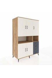 Kronos Dolap 7 Raflı 4 Çekmeceli 5 Kapaklı 132x59x195 Çam-Aytaşı/Antrasit