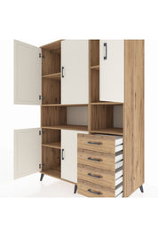 Kronos Dolap 7 Raflı 4 Çekmeceli 5 Kapaklı 132x59x195 Çam-Aytaşı/Çam