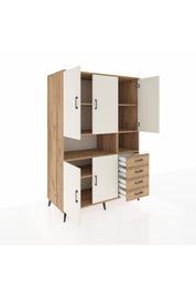 Kronos Dolap 7 Raflı 4 Çekmeceli 5 Kapaklı 132x59x195 Çam-Aytaşı/Çam