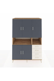 Kronos Dolap 7 Raflı 4 Çekmeceli 5 Kapaklı 132x59x195 Çam-Antrasit/Aytaşı