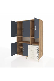 Kronos Dolap 7 Raflı 4 Çekmeceli 5 Kapaklı 132x59x195 Çam-Antrasit/Aytaşı