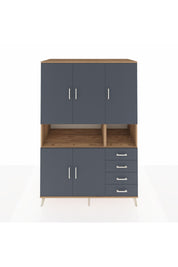 Kronos Dolap 7 Raflı 4 Çekmeceli 5 Kapaklı 132x59x195 Çam-Antrasit/Antrasit