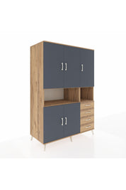 Kronos Dolap 7 Raflı 4 Çekmeceli 5 Kapaklı 132x59x195 Çam-Antrasit/Çam