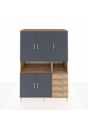 Kronos Dolap 7 Raflı 4 Çekmeceli 5 Kapaklı 132x59x195 Çam-Antrasit/Çam