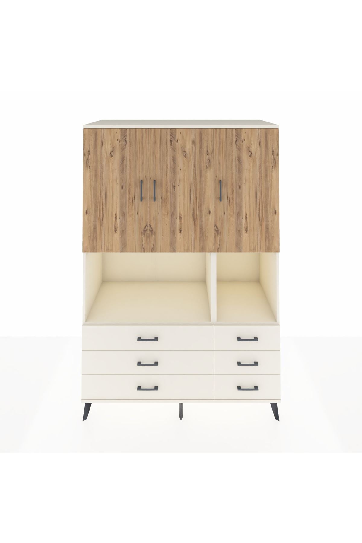 Kronos Dolap 6 Raflı 6 Çekmeceli 3 Kapaklı 132x59x195 Aytaşı-Çam/Aytaşı