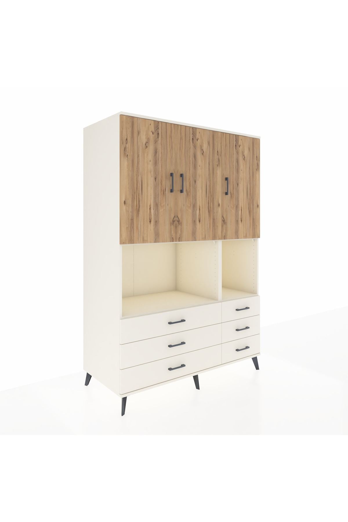 Kronos Dolap 6 Raflı 6 Çekmeceli 3 Kapaklı 132x59x195 Aytaşı-Çam/Aytaşı