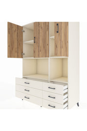 Kronos Dolap 6 Raflı 6 Çekmeceli 3 Kapaklı 132x59x195 Aytaşı-Çam/Aytaşı