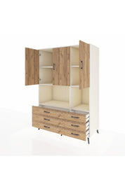 Kronos Dolap 6 Raflı 6 Çekmeceli 3 Kapaklı 132x59x195 Aytaşı-Çam/Çam