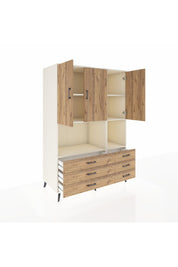 Kronos Dolap 6 Raflı 6 Çekmeceli 3 Kapaklı 132x59x195 Aytaşı-Çam/Çam