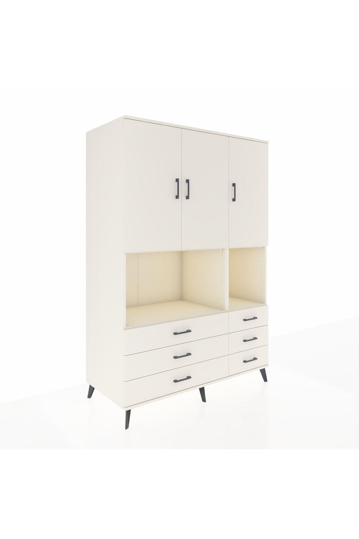 Kronos Dolap 6 Raflı 6 Çekmeceli 3 Kapaklı 132x59x195 Aytaşı-Aytaşı/Aytaşı