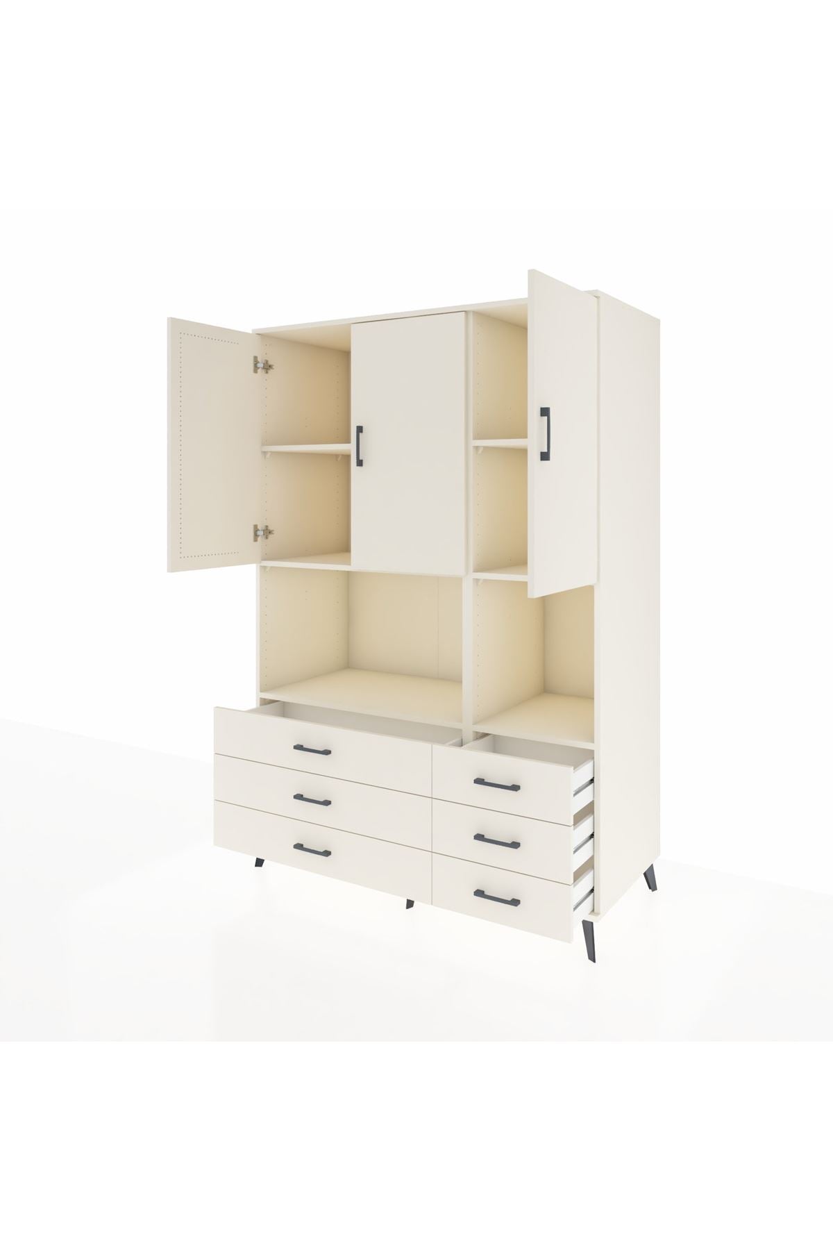 Kronos Dolap 6 Raflı 6 Çekmeceli 3 Kapaklı 132x59x195 Aytaşı-Aytaşı/Aytaşı