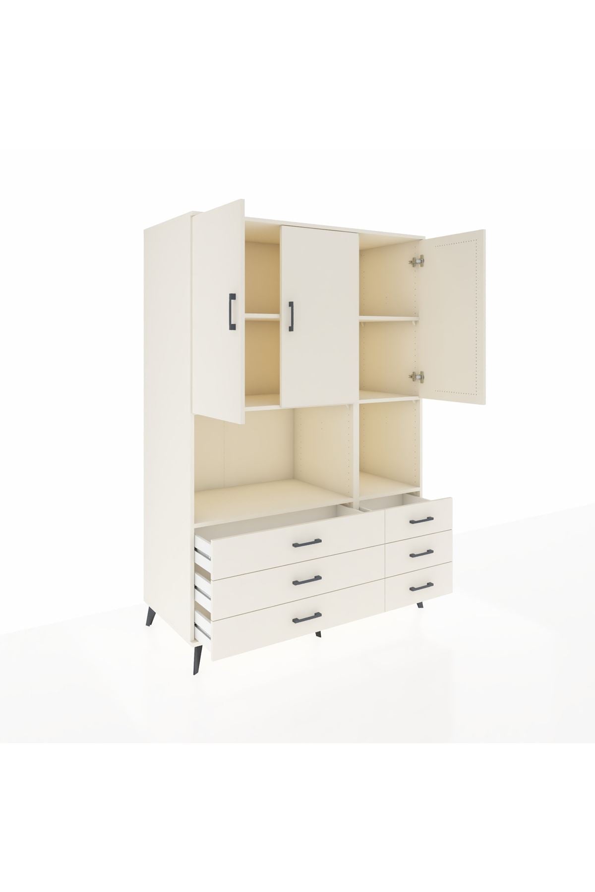 Kronos Dolap 6 Raflı 6 Çekmeceli 3 Kapaklı 132x59x195 Aytaşı-Aytaşı/Aytaşı