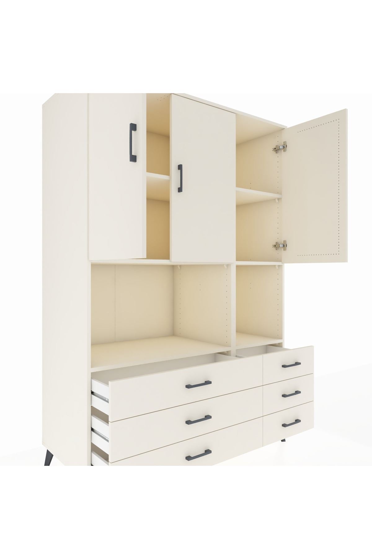 Kronos Dolap 6 Raflı 6 Çekmeceli 3 Kapaklı 132x59x195 Aytaşı-Aytaşı/Aytaşı