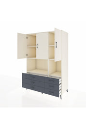 Kronos Dolap 6 Raflı 6 Çekmeceli 3 Kapaklı 132x59x195 Aytaşı-Aytaşı/Antrasit