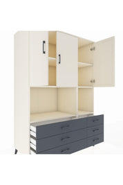 Kronos Dolap 6 Raflı 6 Çekmeceli 3 Kapaklı 132x59x195 Aytaşı-Aytaşı/Antrasit