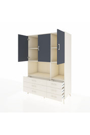 Kronos Dolap 6 Raflı 6 Çekmeceli 3 Kapaklı 132x59x195 Aytaşı-Antrasit/Aytaşı